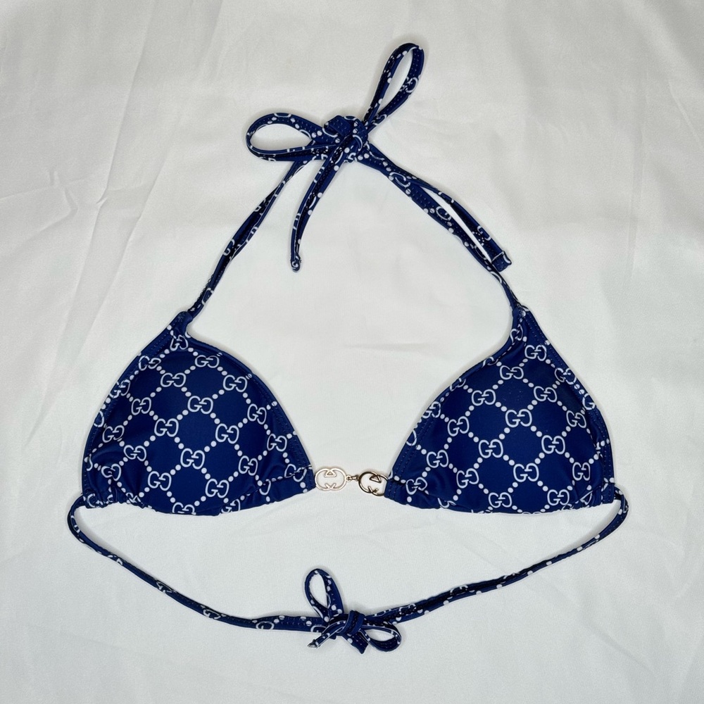 Dark Blue Logo Bikini Top